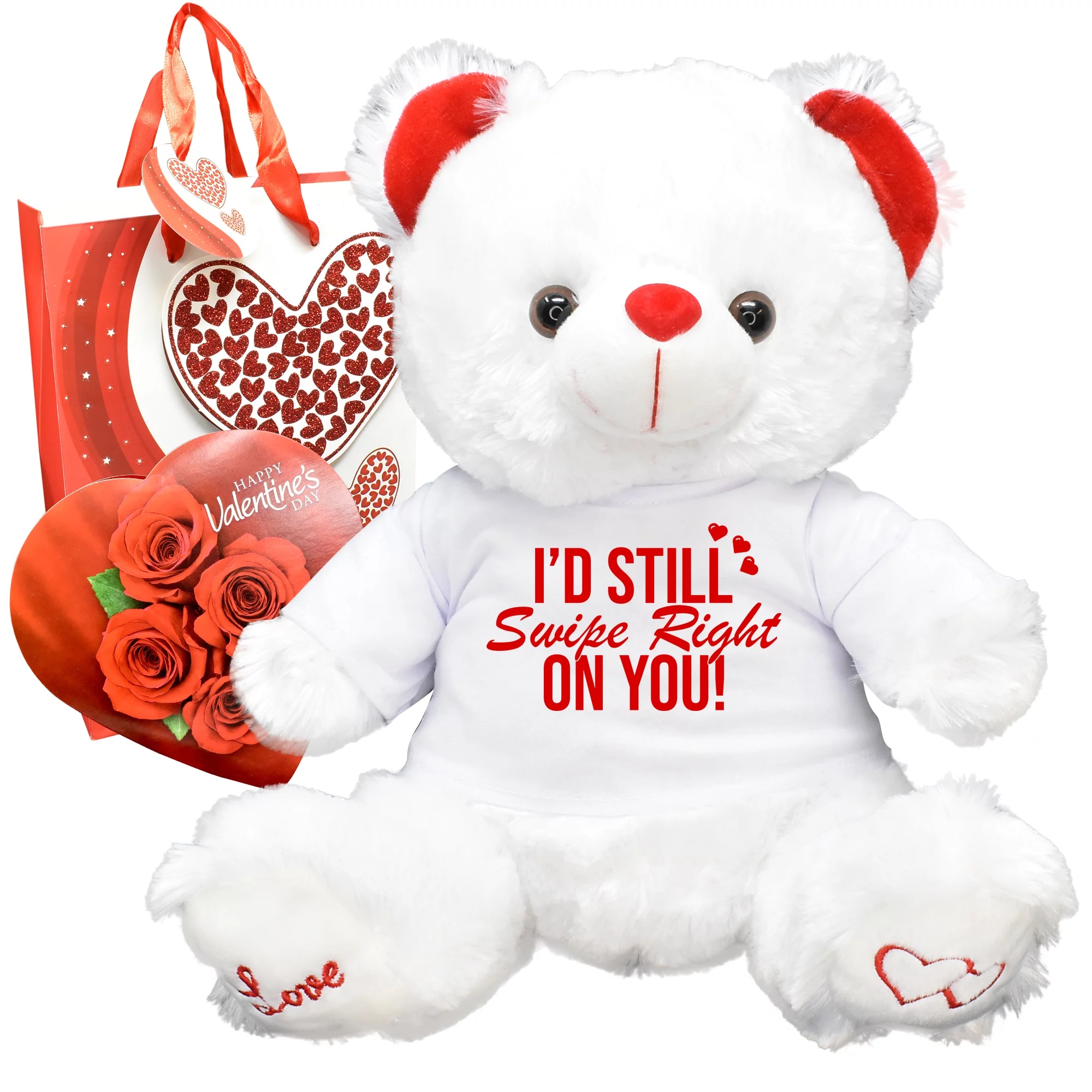 I'd Still Swipe Right On You! Galentines Gifts Valentines Day Teddy Bear Chocolates Gift Bag Her Women Best Friend Girlfriend