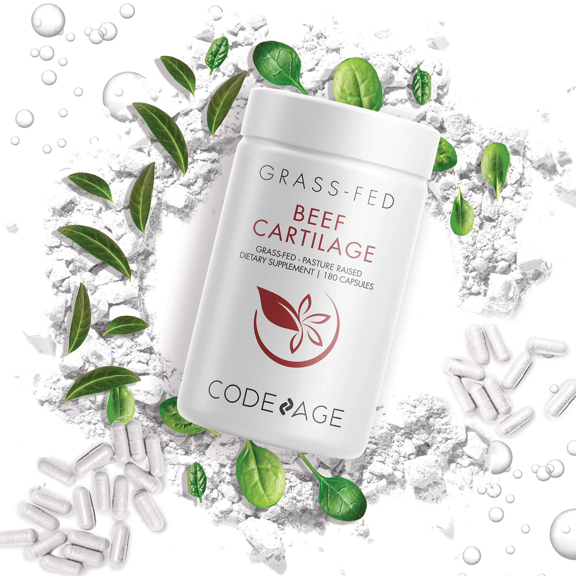 Codeage Grass-Fed Beef Cartilage, Freeze-Dried, Non-Defatted, Desiccated Glandular Supplement, 180 ct