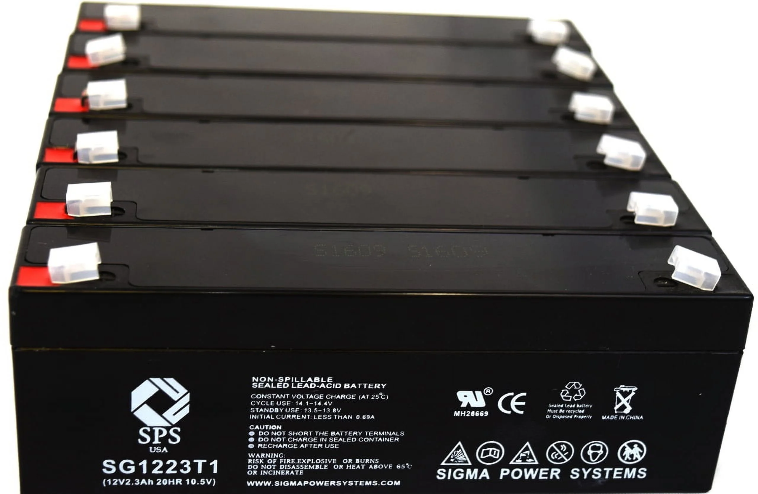 SPS Brand 12V 2.3 Ah Replacement Battery (SG1223T1) for Clary Corporation NP1912 (6 Pack)