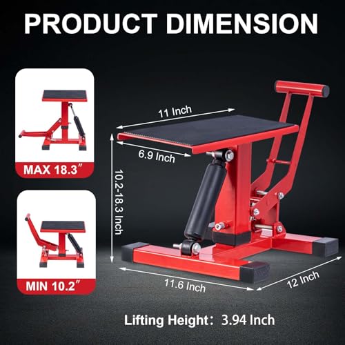 CXRCY Dirt Bike Lift,Adjustable Height Motorcycle Stand Lift with 450Lbs Capacity,Quick Lift for Dirt Pit Bike Repair&Maintainance