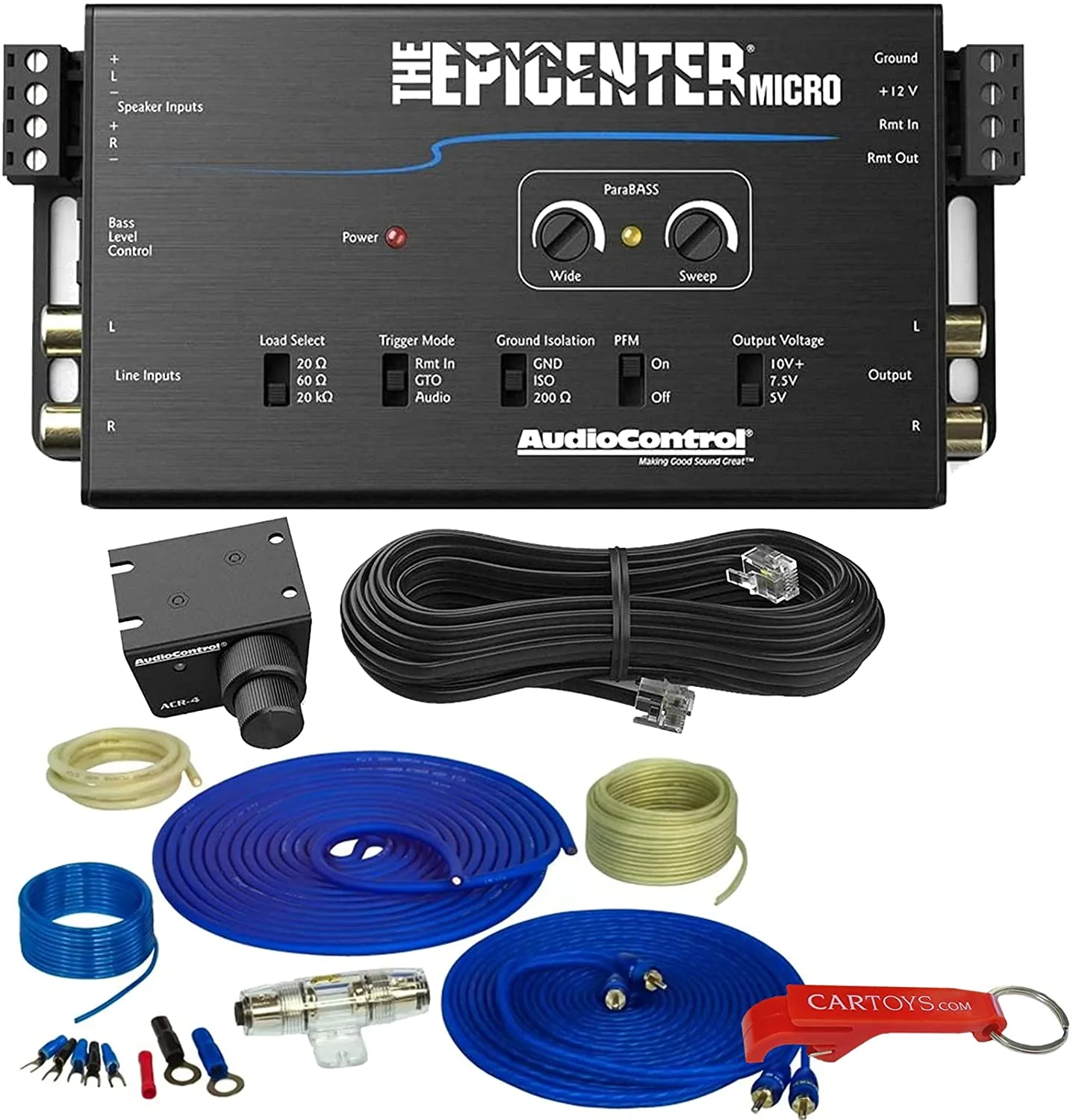 AudioControl The Epicenter Micro Bass Restoration Processor & Full Copper Amp Kit Bundle. Line Output Converter Brings Out The Best Bass in Any Factory or Aftermarket System. ACR-4 Knob Included.