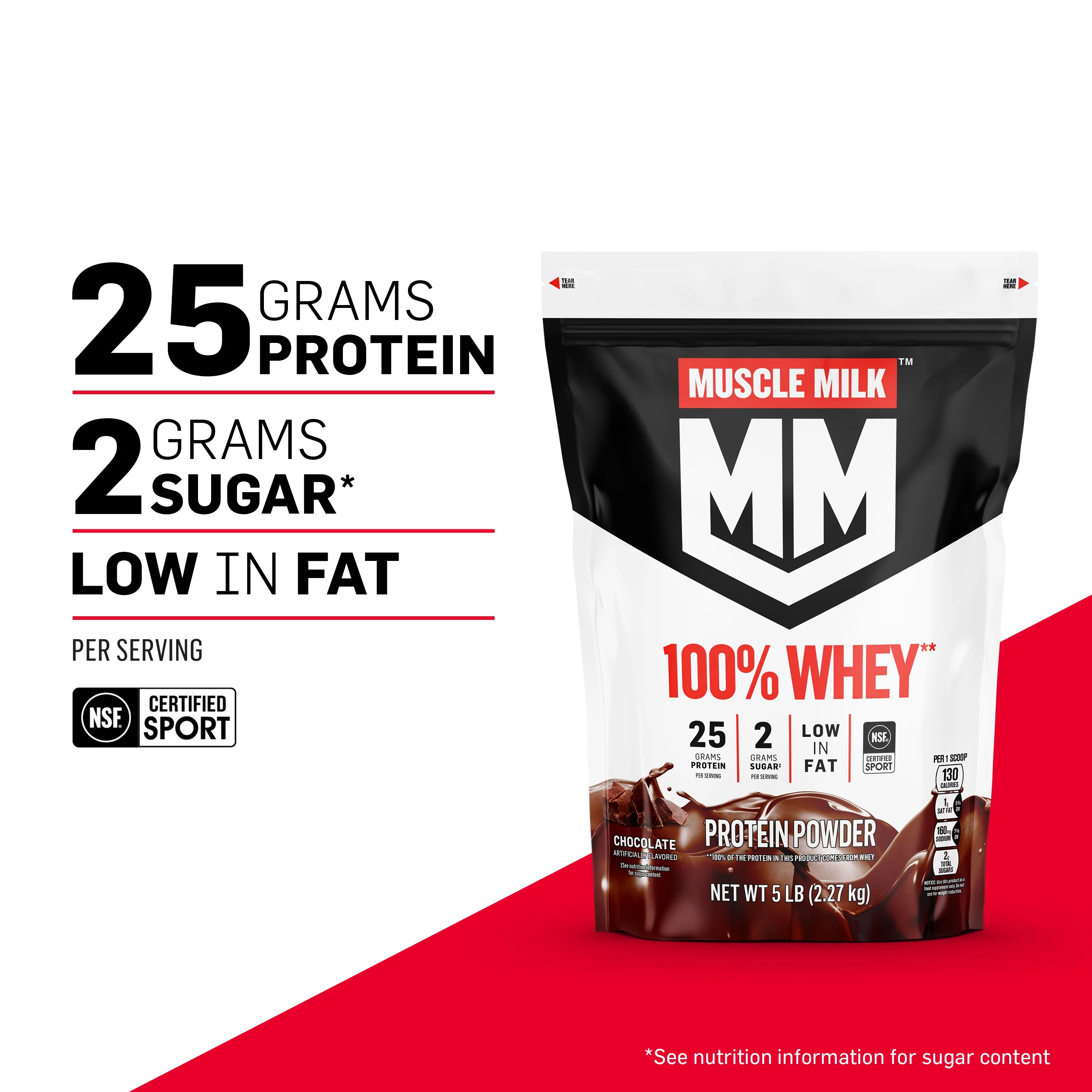 Muscle Milk 100% Whey Protein Powder, Vanilla, 5 Pound, 66 Servings, 25g Protein