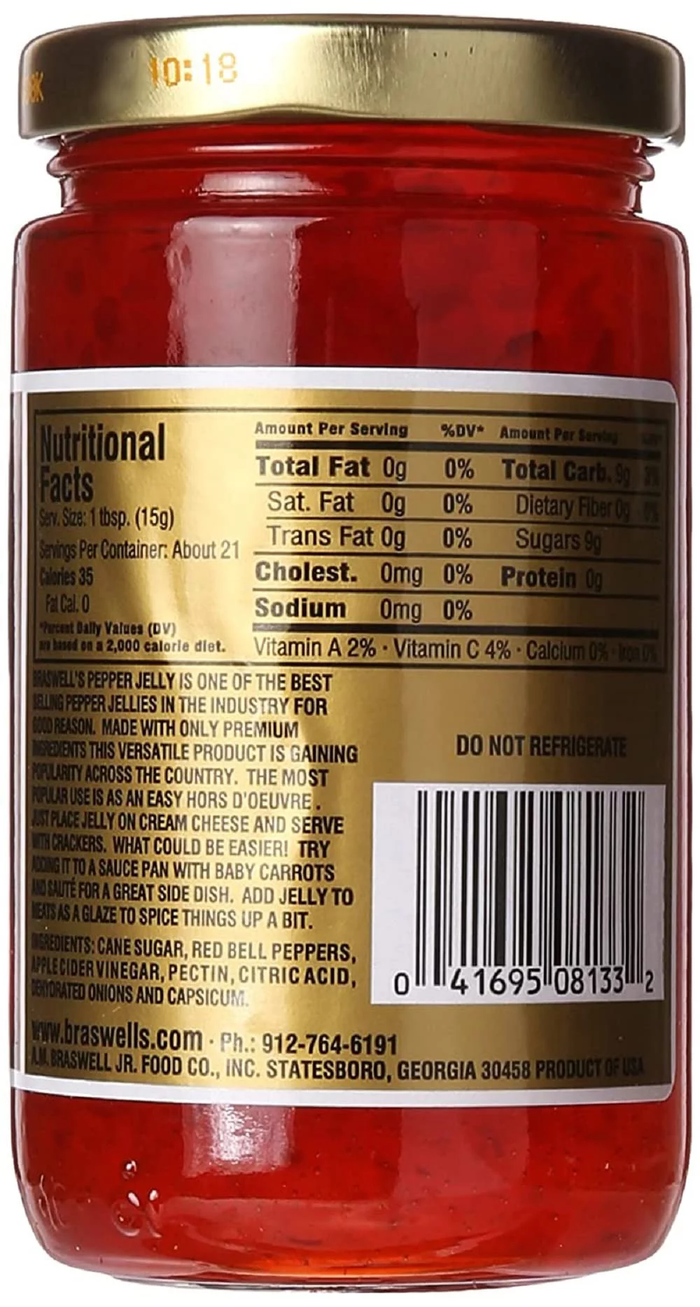 Braswell Red Pepper Jelly, 10.5 Ounce (Pack of 12)