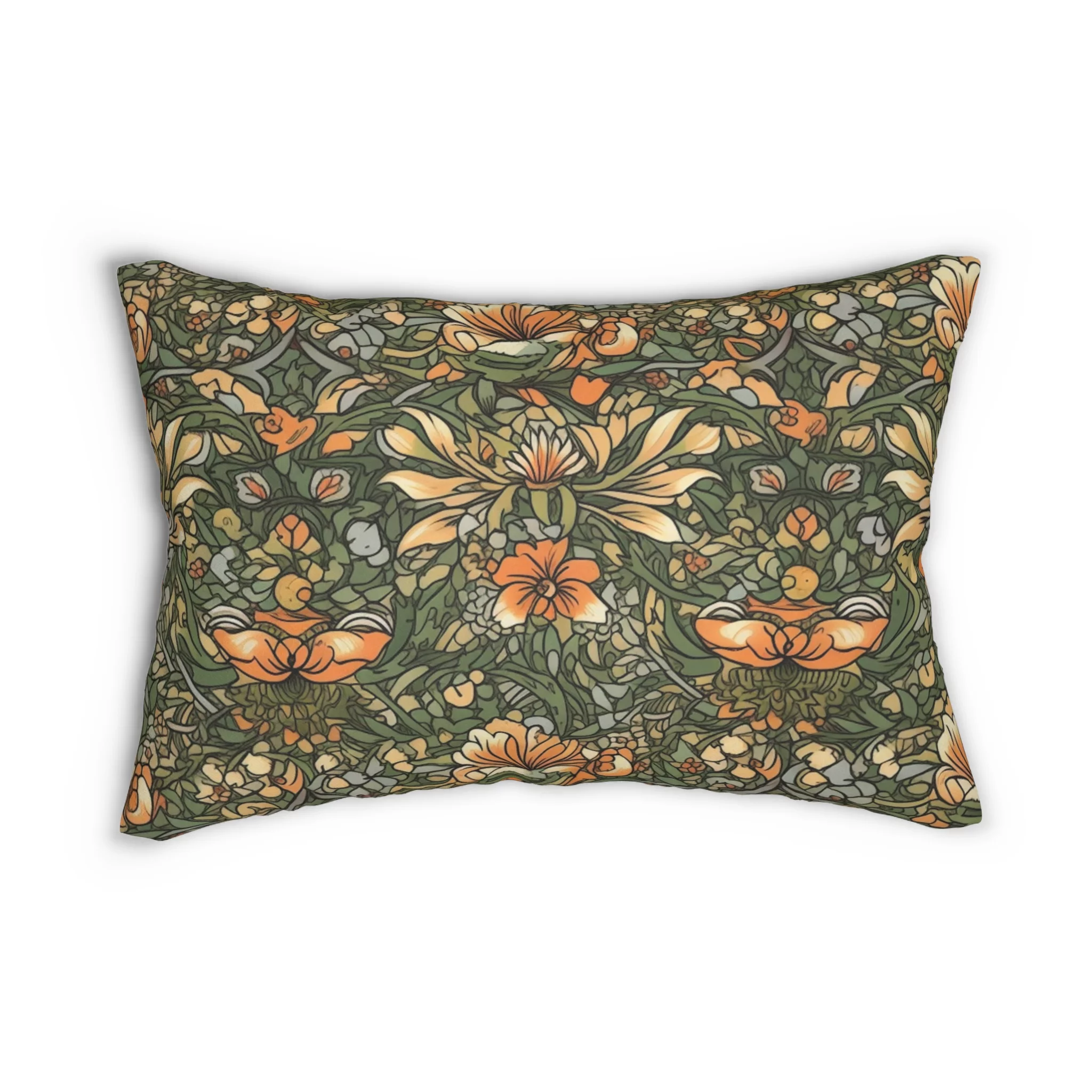 Lumbar Pillow with Jacobean Design