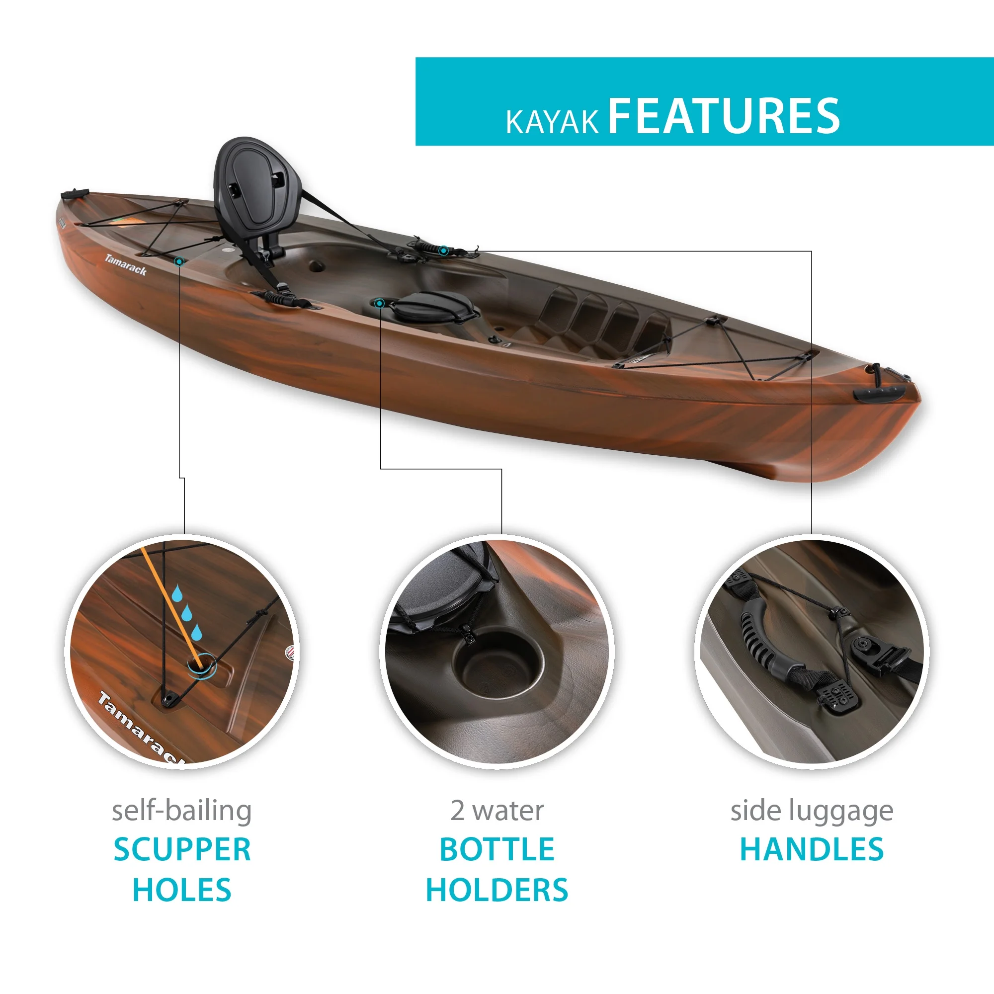 Lifetime Tamarack 100 Sit-on-Top Kayak, Tiger Fusion (91105)