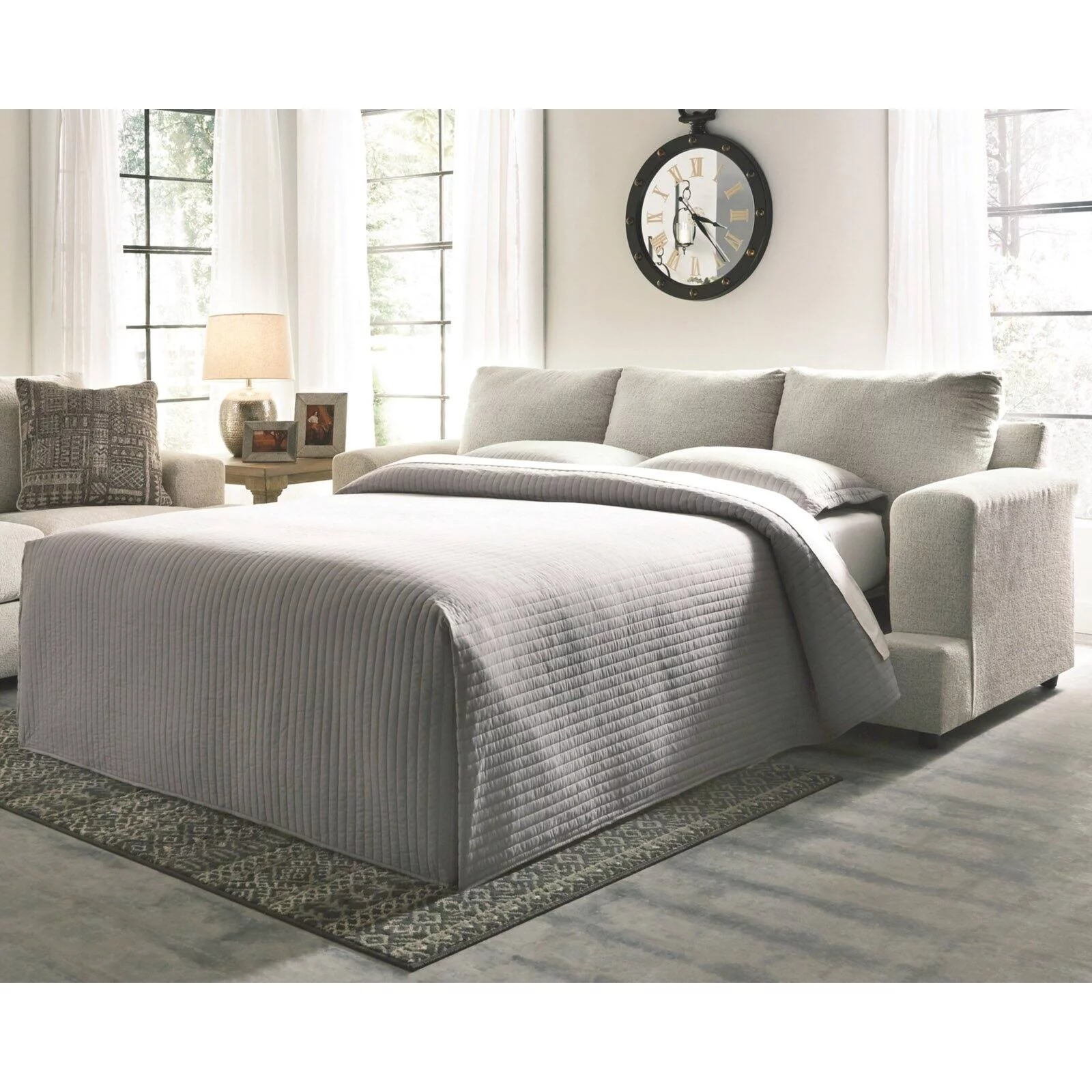 Signature Design by Ashley Soletren Queen Sleeper Sofa in Stone
