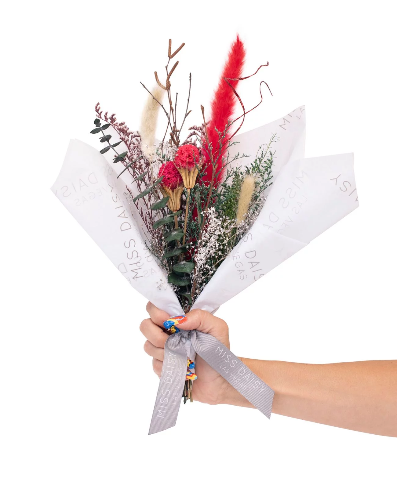 Miss Daisy Small Dried Floral Bouquet Red