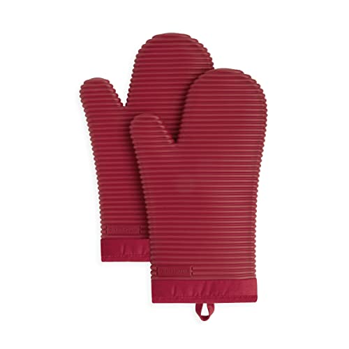 KITCHENAID Ribbed Soft Silicone Oven Mitt 2-Pack Set, 7.5