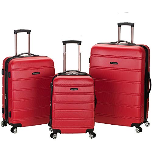 Rockland Vara Softside 3-Piece Upright Luggage Set, Expandable,Black dot, (20/22/28)