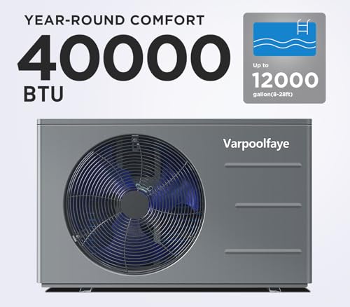 16000 BTU Swimming Pool Heat Pump 5000 Gallon Electric Pool Heater for Above Ground Pool 5KW Heating or Cooling WiFi Control Timer Pool Heater 120V 60Hz