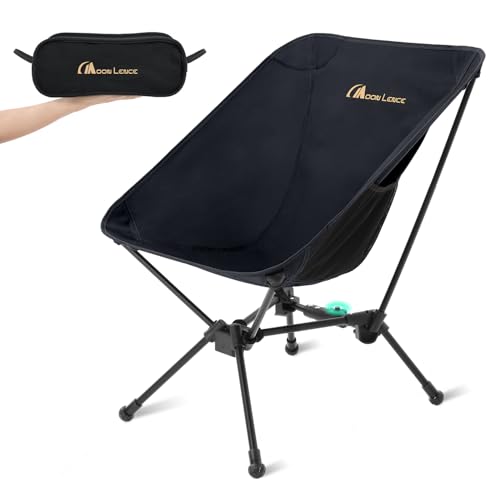 MOON LENCE Portable Snap-Lock Camping Chair, Folding Compact Chair, Lightweight Foldable Backpacking Support 330 lbs (Black)