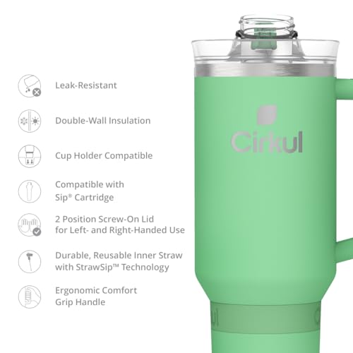 Cirkul 40oz. Carbon Stainless Steel Tumbler with Handle, All-Day StrawSip™, Double-Wall Insulated