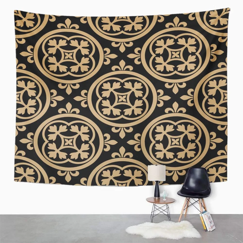 REFRED Geometrical Pattern with Ornate Floral Mandalas Based On Ancient Romanesque Gothic Wall Art Hanging Tapestry Home Decor for Living Room Bedroom Dorm 60x80 inch