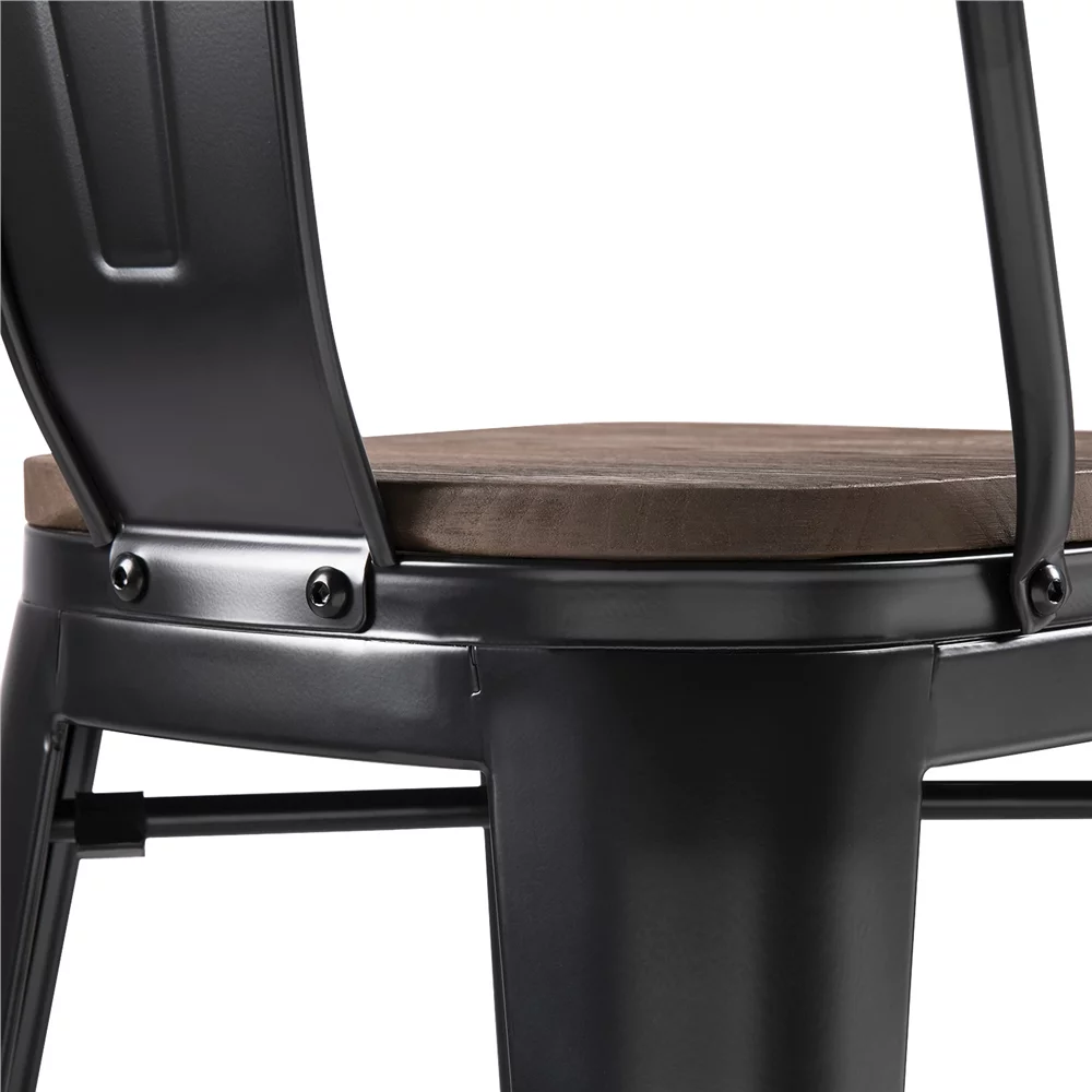 Yaheetech Pack of 4 Industrial Metal Dining Chairs, Black