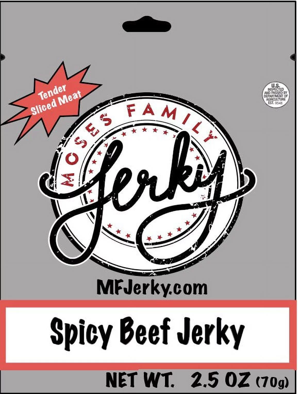 Moses Family Jerky, Spicy Beef Jerky, 2.5 Ounce (Pack of 8), Tender Sliced Meat