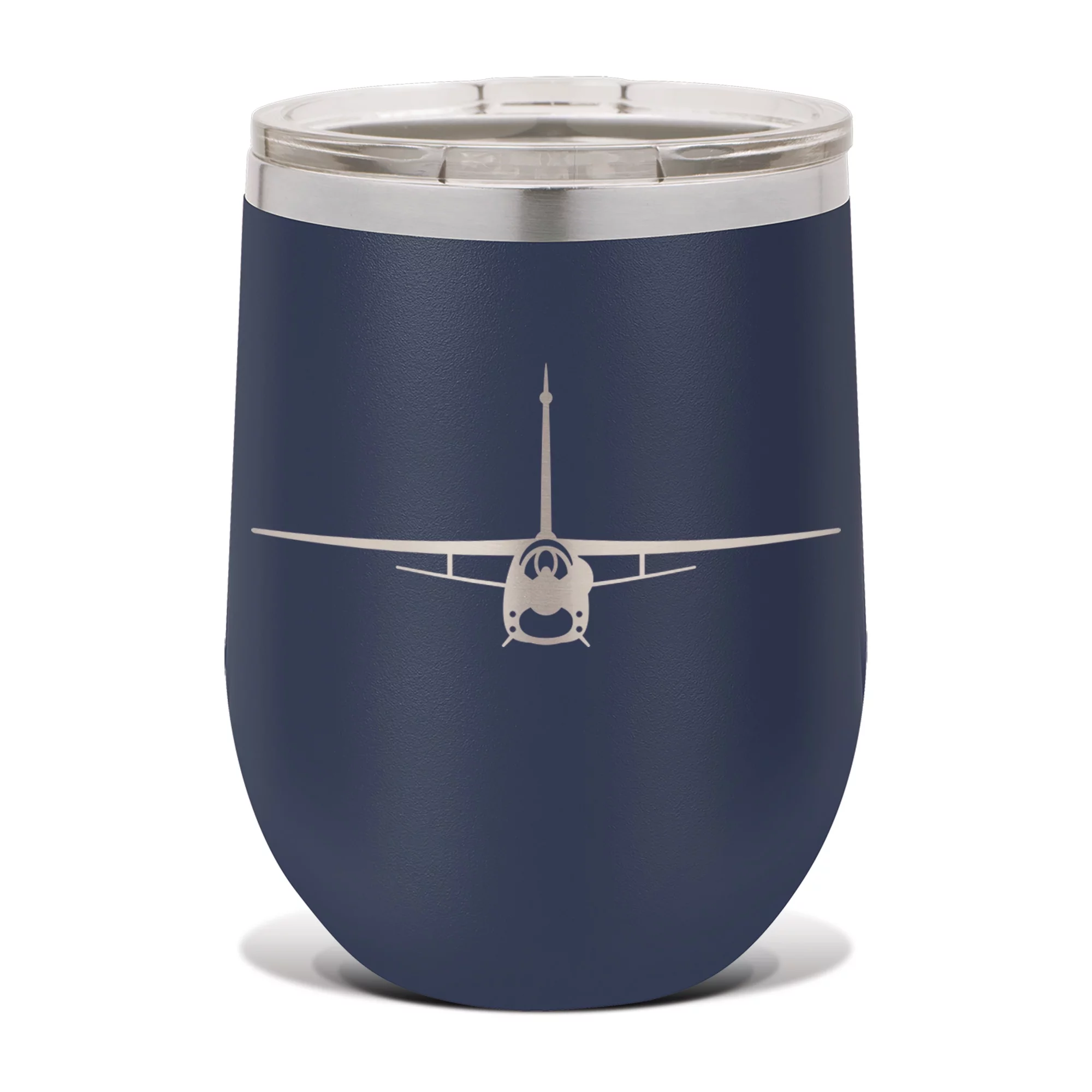 F-8 Crusader Wine Tumbler 12 oz - Laser Engraved - Stainless Steel - Vacuum Insulated - Double Walled - Wine Glass - Stemless - Drinkware Clear Lid - f8 air superiority jet aircraft - Navy