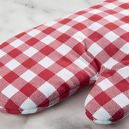 KitchenAid Gingham Oven Mitt 2-Pack Set, Passion Red, 7
