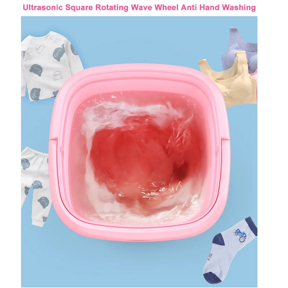 JahyShow Foldable Clothes Washer with Dryer Bucket - Pink Edition