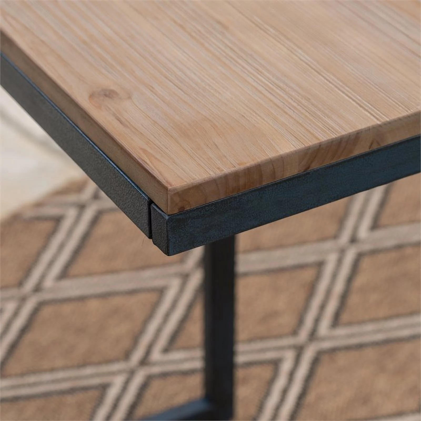 Bowery Hill Modern Firwood C-Shaped Accent Table in Brown and Black