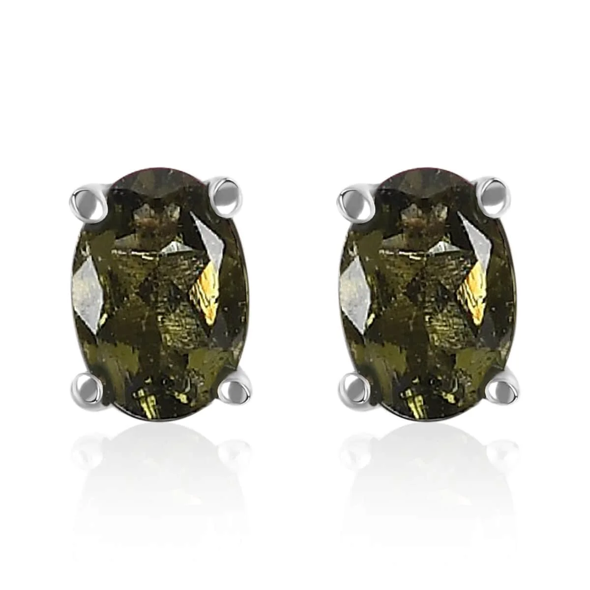 Shop LC Green Moldavite Stud Earrings for Women Jewelry 925 Sterling Silver Jewelry Ct 0.8 Birthday Gifts for Women