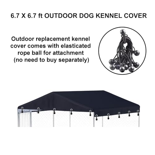 Outdoor Dog Kennel Cover 10'W x 10'L Made of 600D Waterproof Oxford Cloth- Black Replacement（Without Frame）