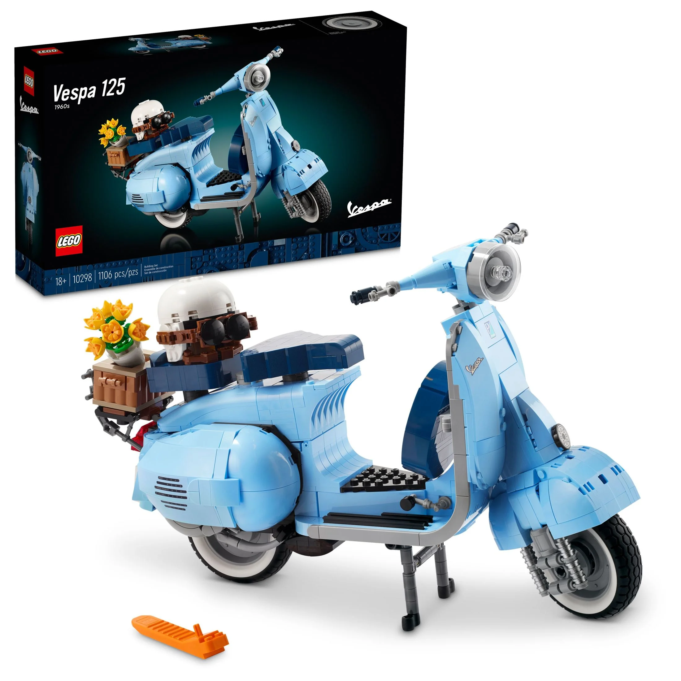 LEGO Icons Vespa 125 Scooter Model Building Kit, Iconic Vintage Italian Moped Model, Relaxing Build and Display Set for Adults, Makes a Great Mother's Day Gift for Mom or Home Décor Piece, 10298