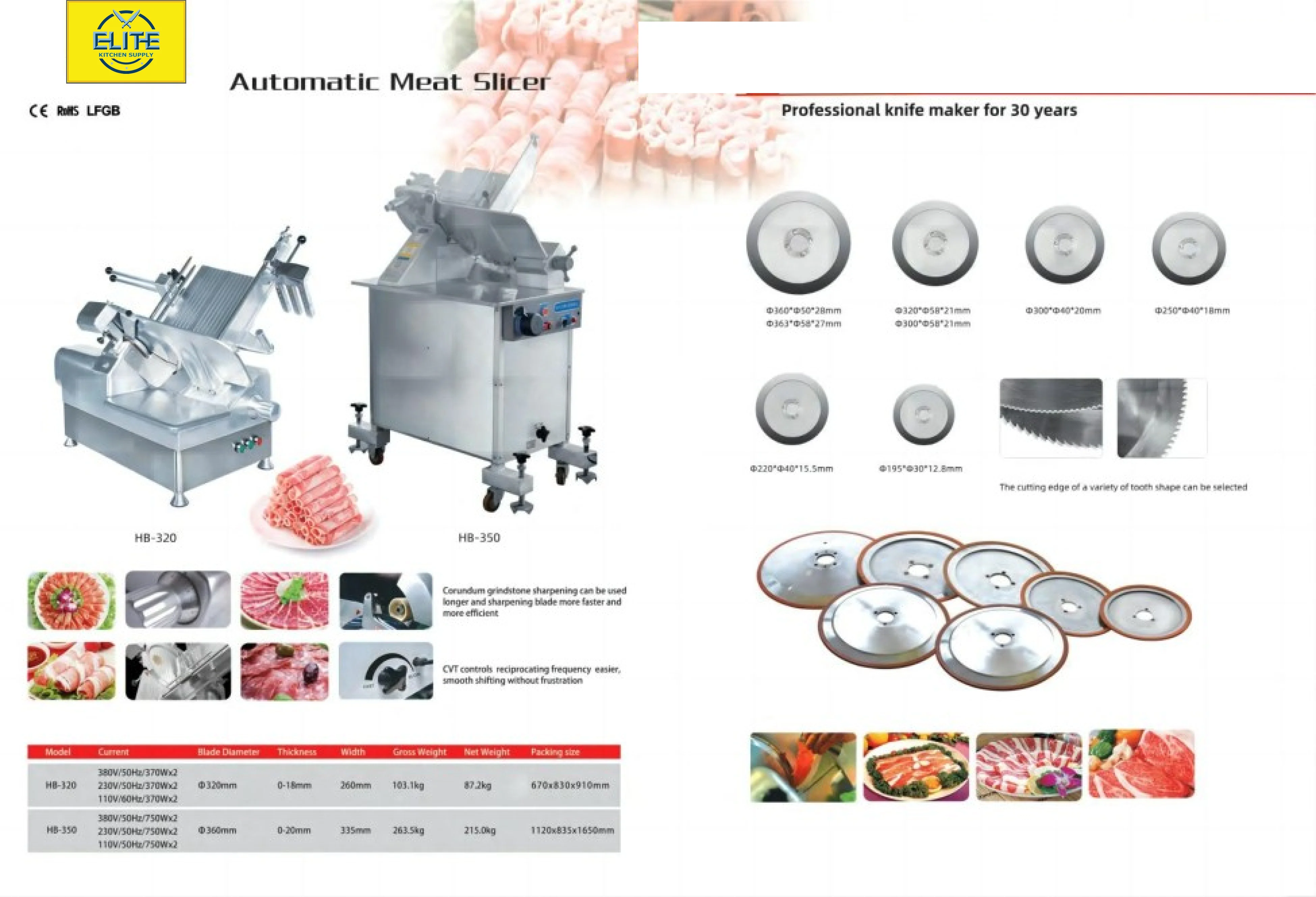 12 ins Automatic Commercial Meat Slicer, slice thickness 0-18mm
