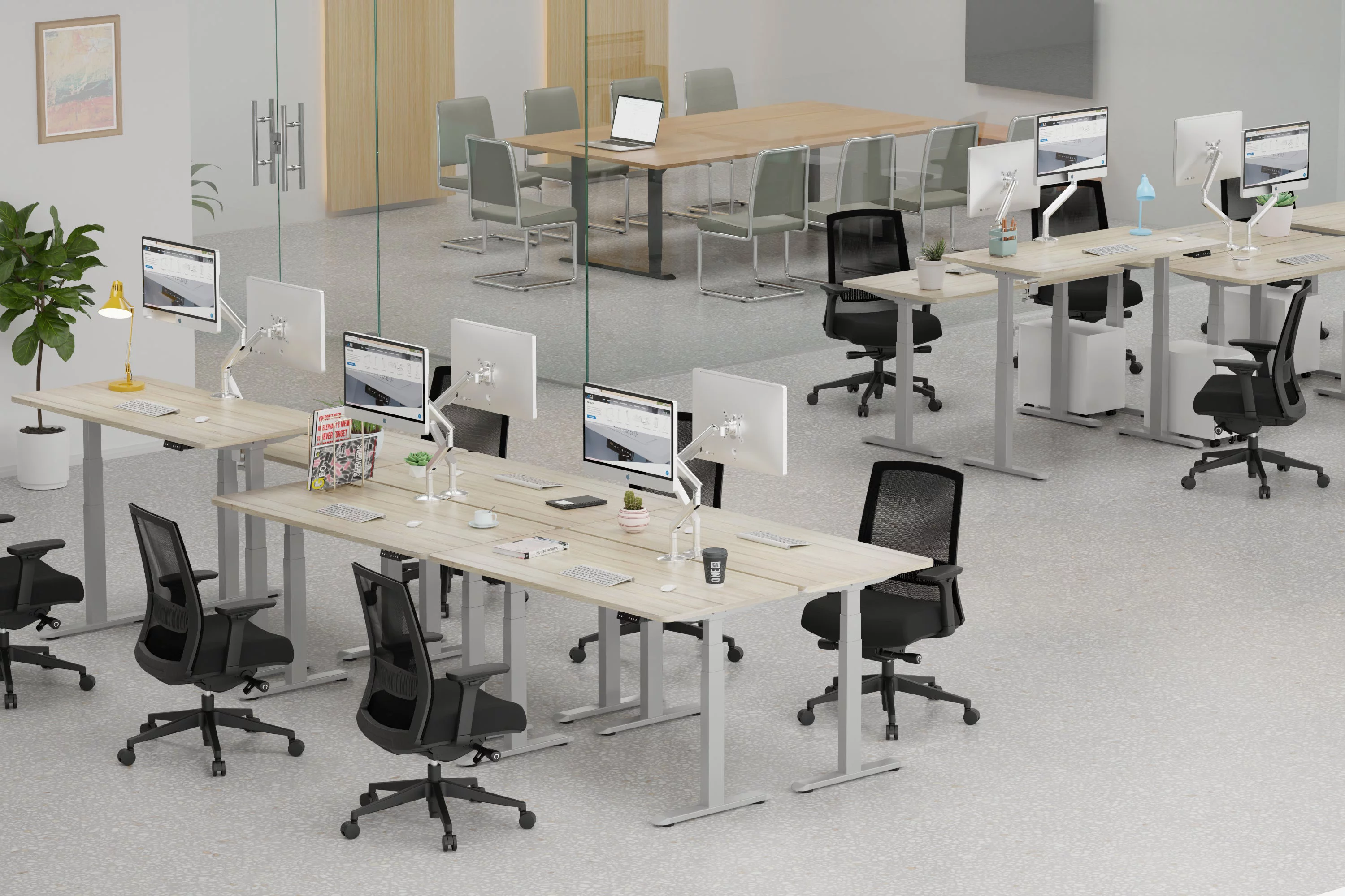 Elevate Flex Office Desk Frame Electric Stand up  - White