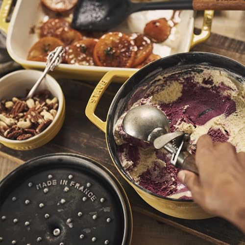 STAUB Cast Iron Dutch Oven 5.5-qt Round Cocotte, Made in France, Serves 5-6, Black Matte