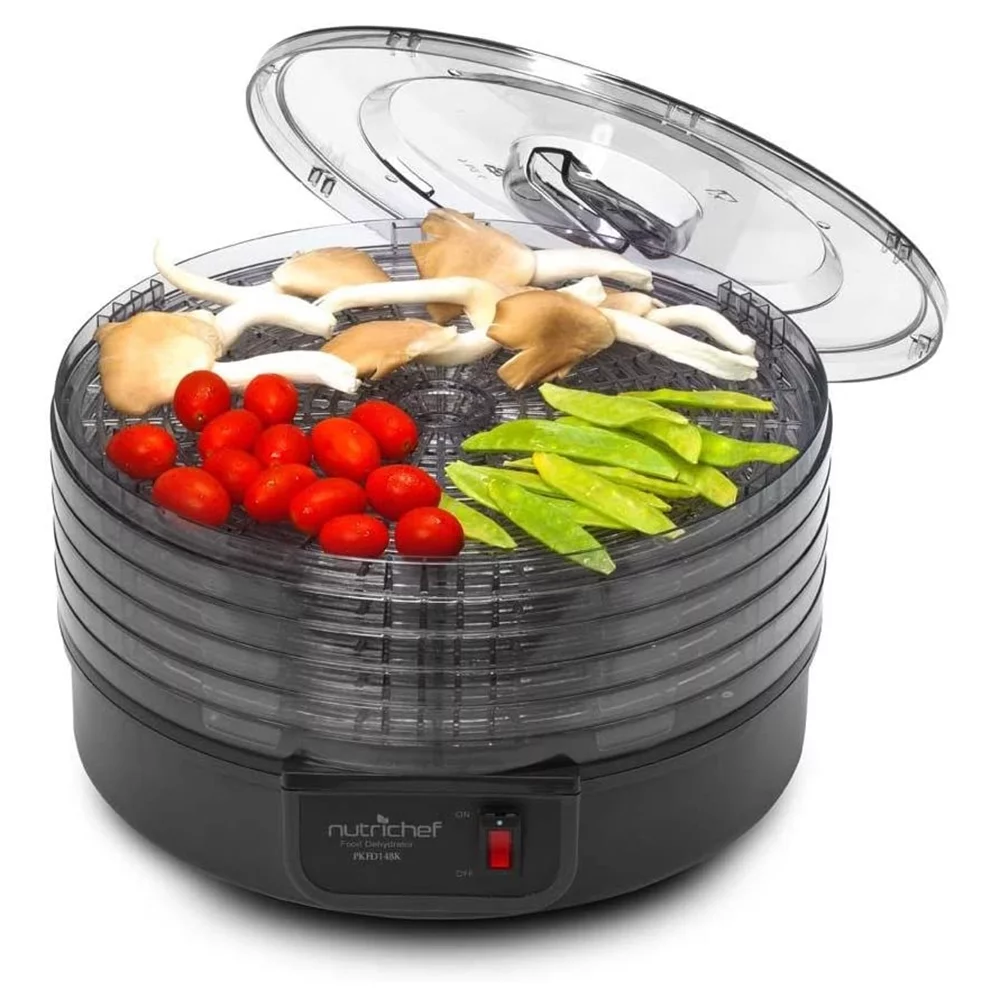 NutriChef Electric Countertop Food Dehydrator - Professional Multi-Tier Food Preserver - Black