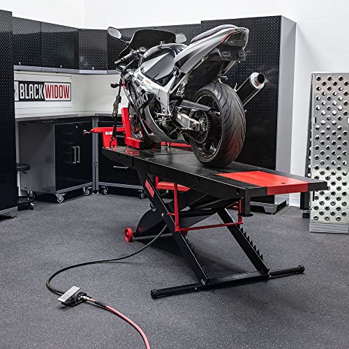 Black Widow BW-PROLIFT-HD Pneumatic ProLift Motorcycle Scissor Lift Table - 1,500 lb. Maximum Capacity and 31.25