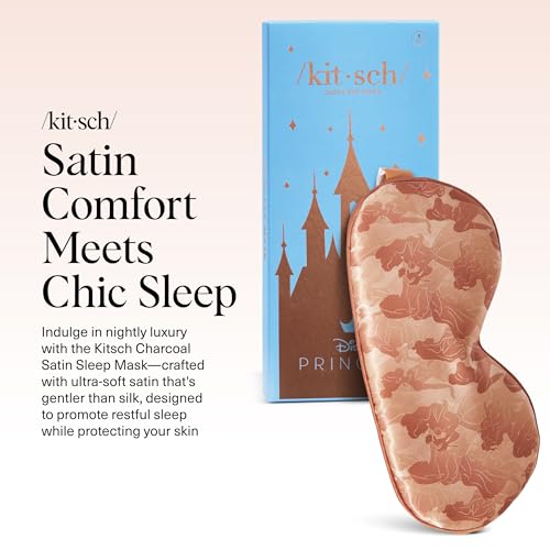 Kitsch Satin Sleep Mask - Eye Mask for Sleep, Softer Than Silk Satin Sleeping Mask Blindfold and Sleep Masks for Women and Men, Eye Care Travel Essentials - Charcoal Black