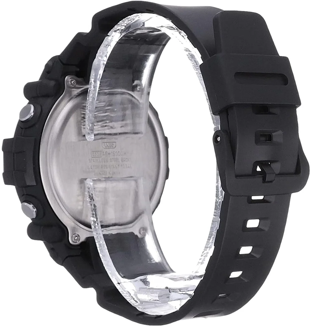 Casio Men's Wide Face Black Digital Grey Resin Strap Watch