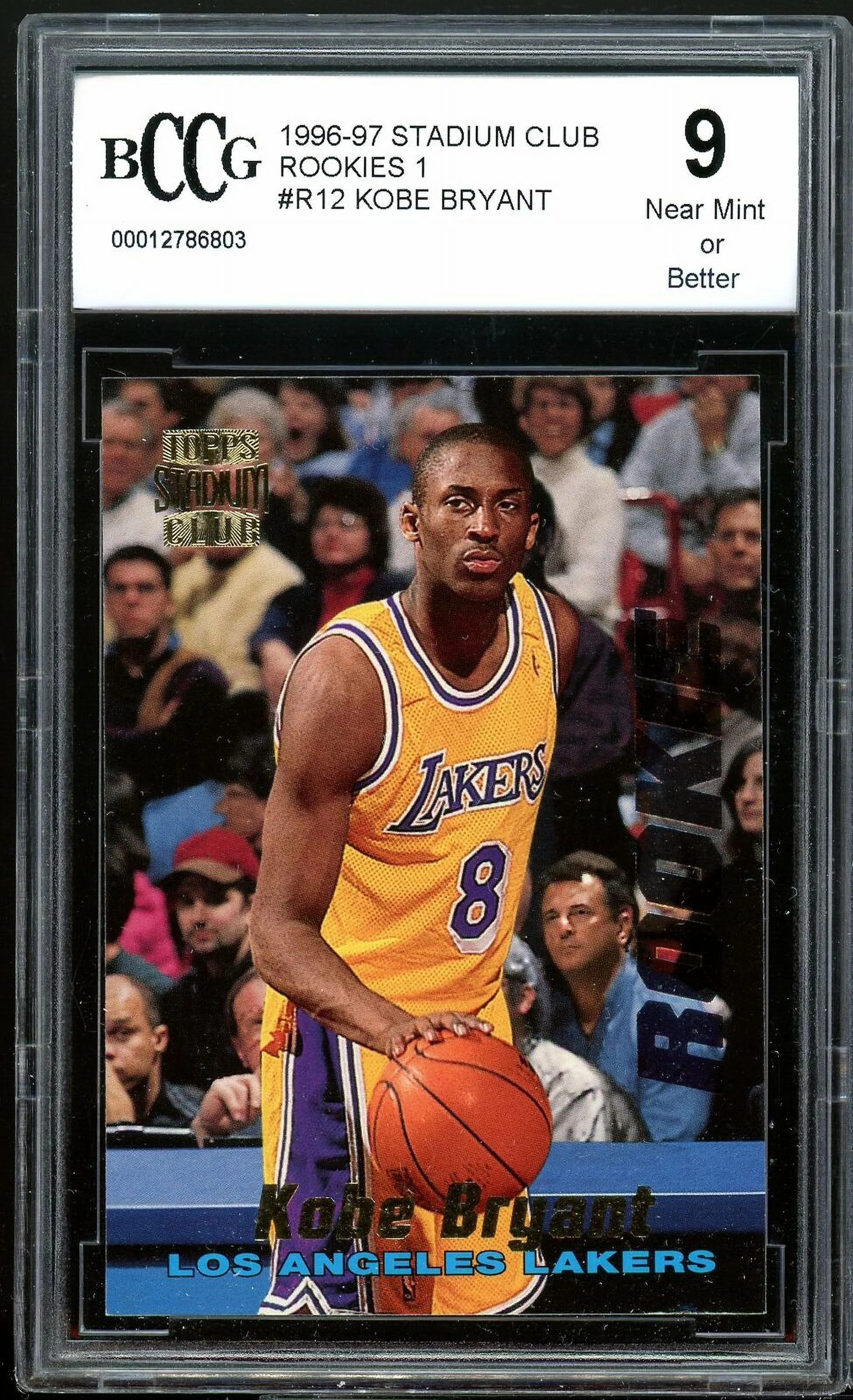 1996-97 Stadium Club Rookies 1 #12 Kobe Bryant Rookie Card BGS BCCG 9 Near Mint+