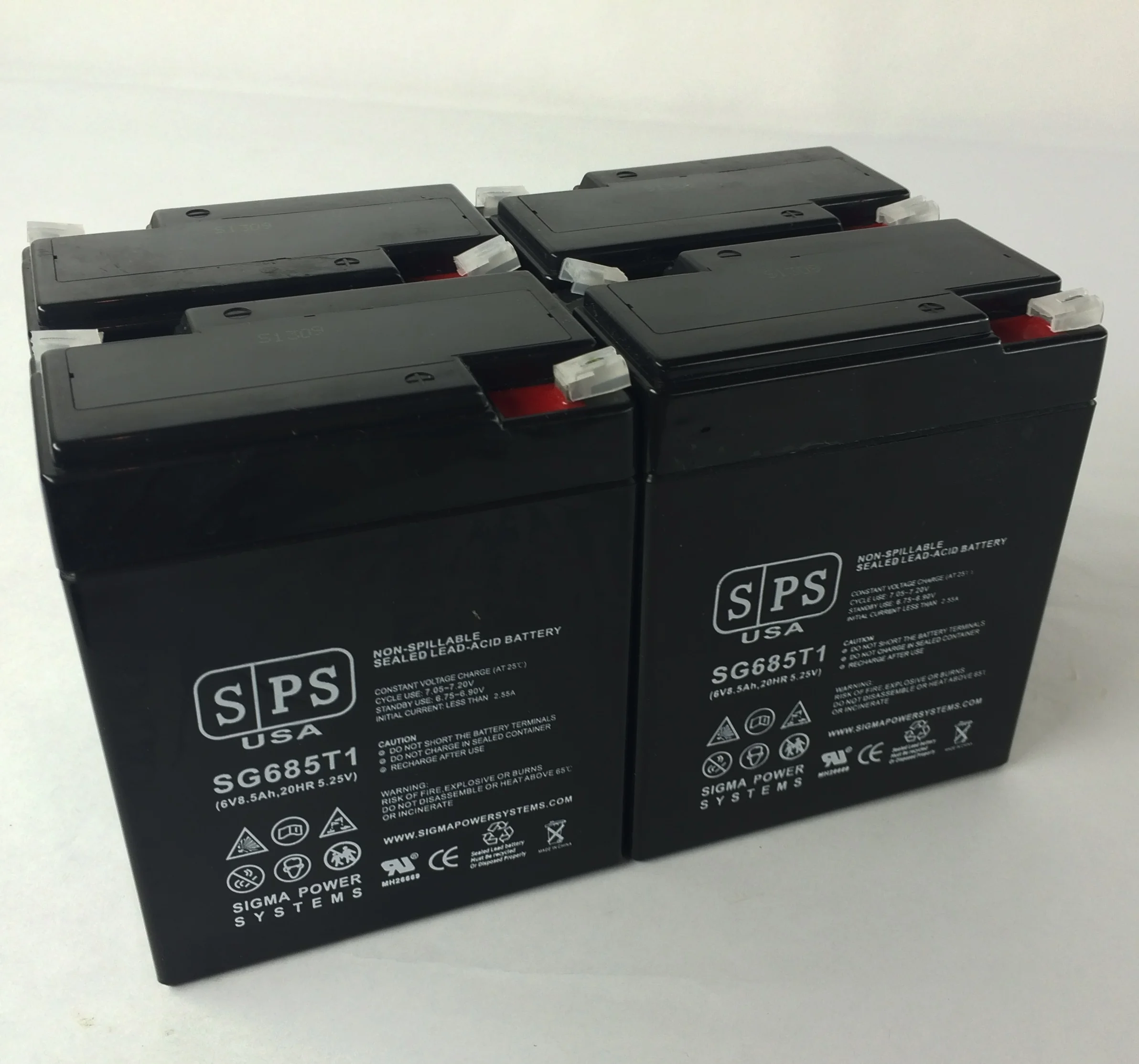 SPS Brand 6V 8.5Ah Replacement Battery (SG0685T1) for ELS BLH (4 pack)