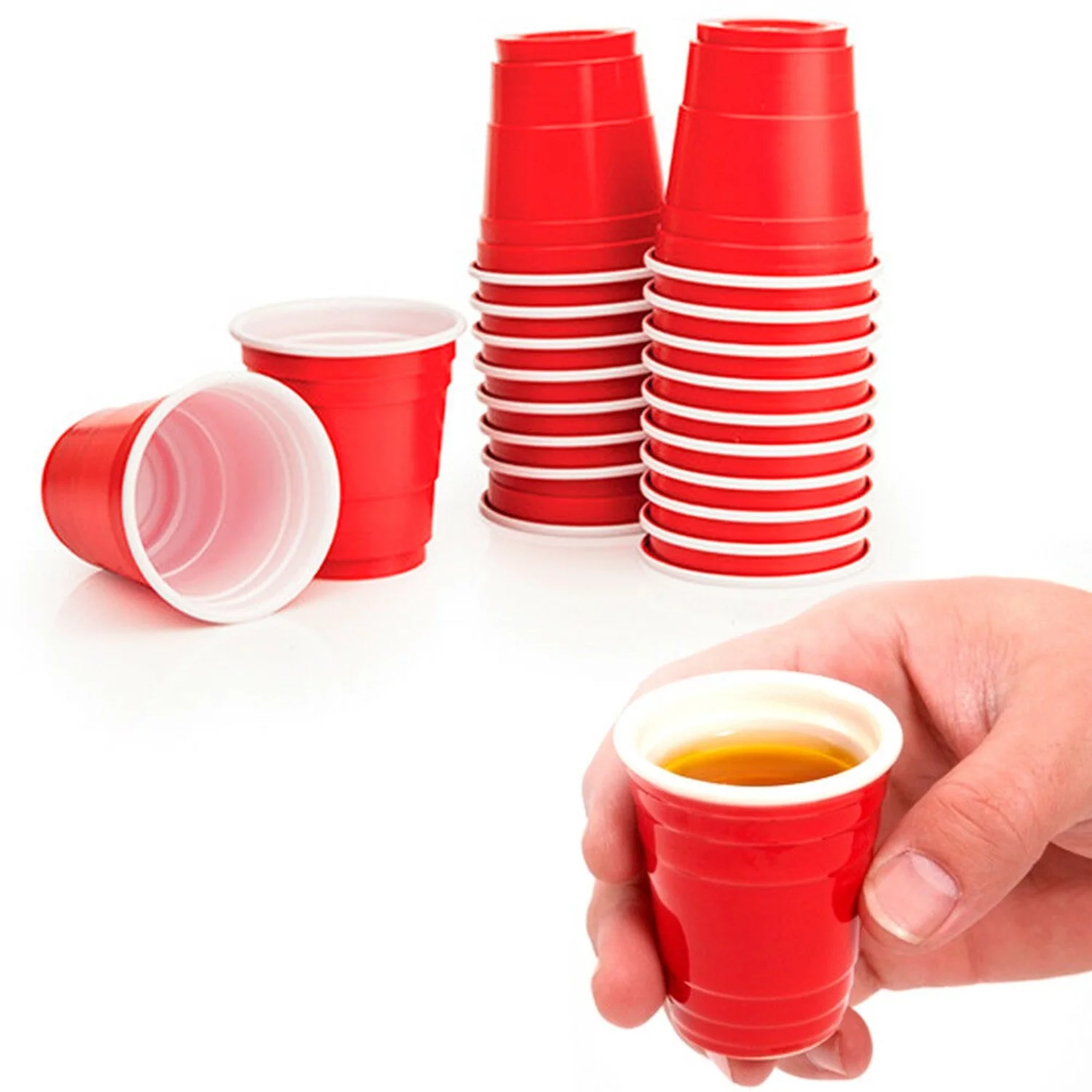 (264 pcs) Plastic Shot Glasses 2oz Mini Red Disposable Plastic Shot Cups Jello Shots Perfect Size for Serving Condiments, Snacks, Samples Tastings Beer Pong Game Party Snacks & CUSTOM Storage Carrier