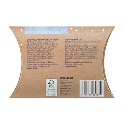 NIVEA Moisturizing Must-Haves Skin Care Set, Essentially Enriched Hand Cream with Almond Oil and Shea Butter, 2.6 Oz Tube (Pack of 2) + Moisture Lip Care Lip Balm, 0.17 Oz Stick (Pack of 2)