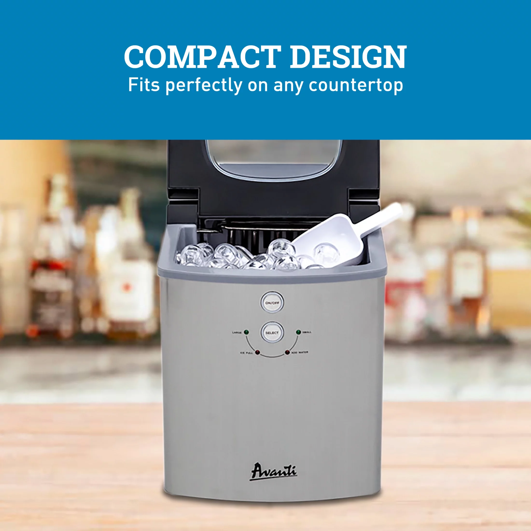 Avanti Portable Countertop Ice Maker, in Stainless Steel (IM1213S-IS)