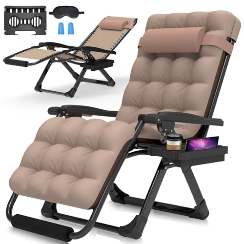 Suteck Oversized Zero Gravity Chair,29In XL Lounge Chair w/Removable Cushion&Headrest, Reclining Camping Chair w/Upgraded Lock and Footrest, Reclining Patio Chairs Recliner for Indoor Outdoor