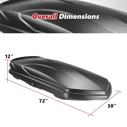 DNA MOTORING Rooftop Cargo Box Carrier Lockable Heavy Duty Car Top Storage Case, Capacity 110 Lbs, 53