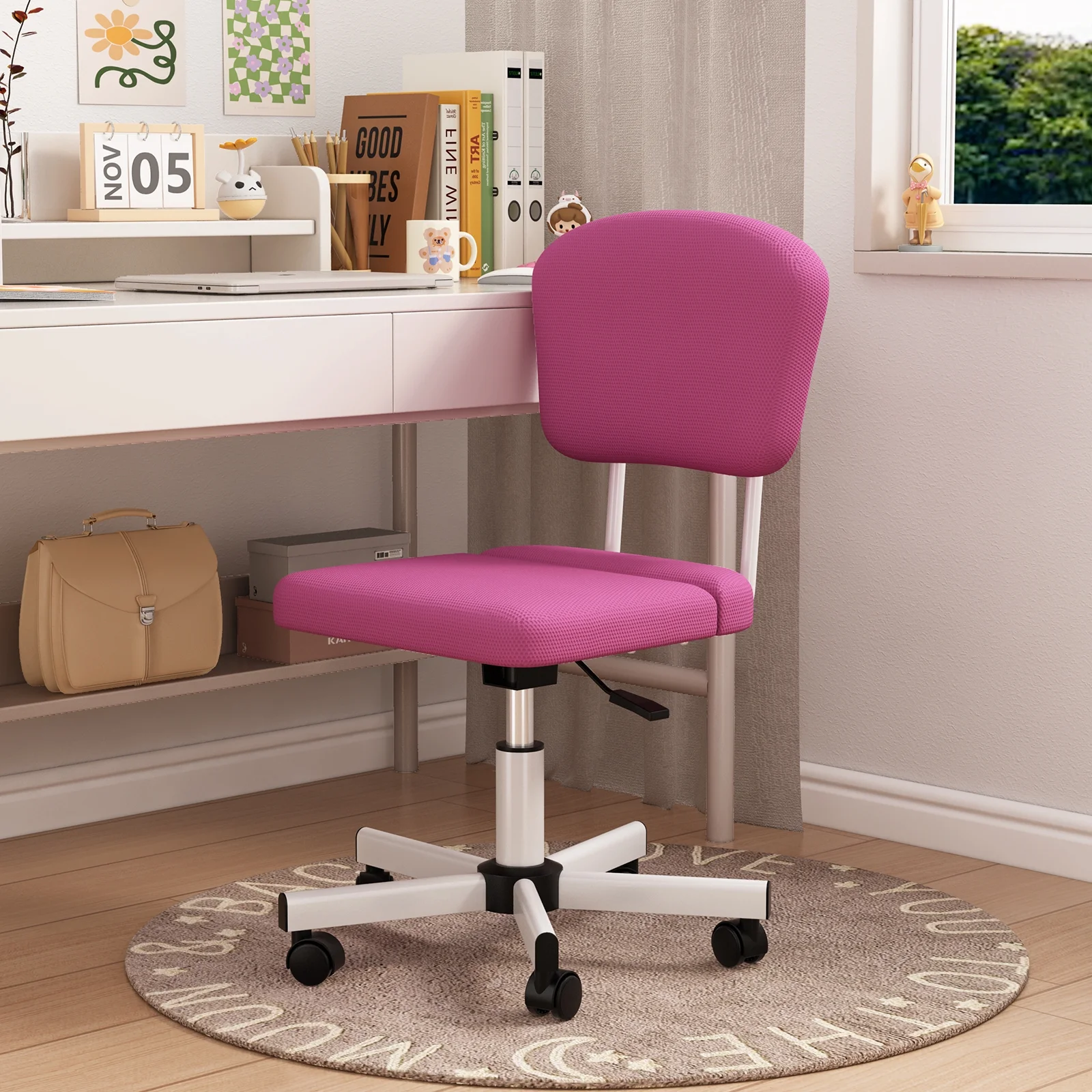 HOYRR Office Chair Desk Chair Computer Chair Ergonomic with Lumbar Support and Swivel, 250 lb Capacity, Pink