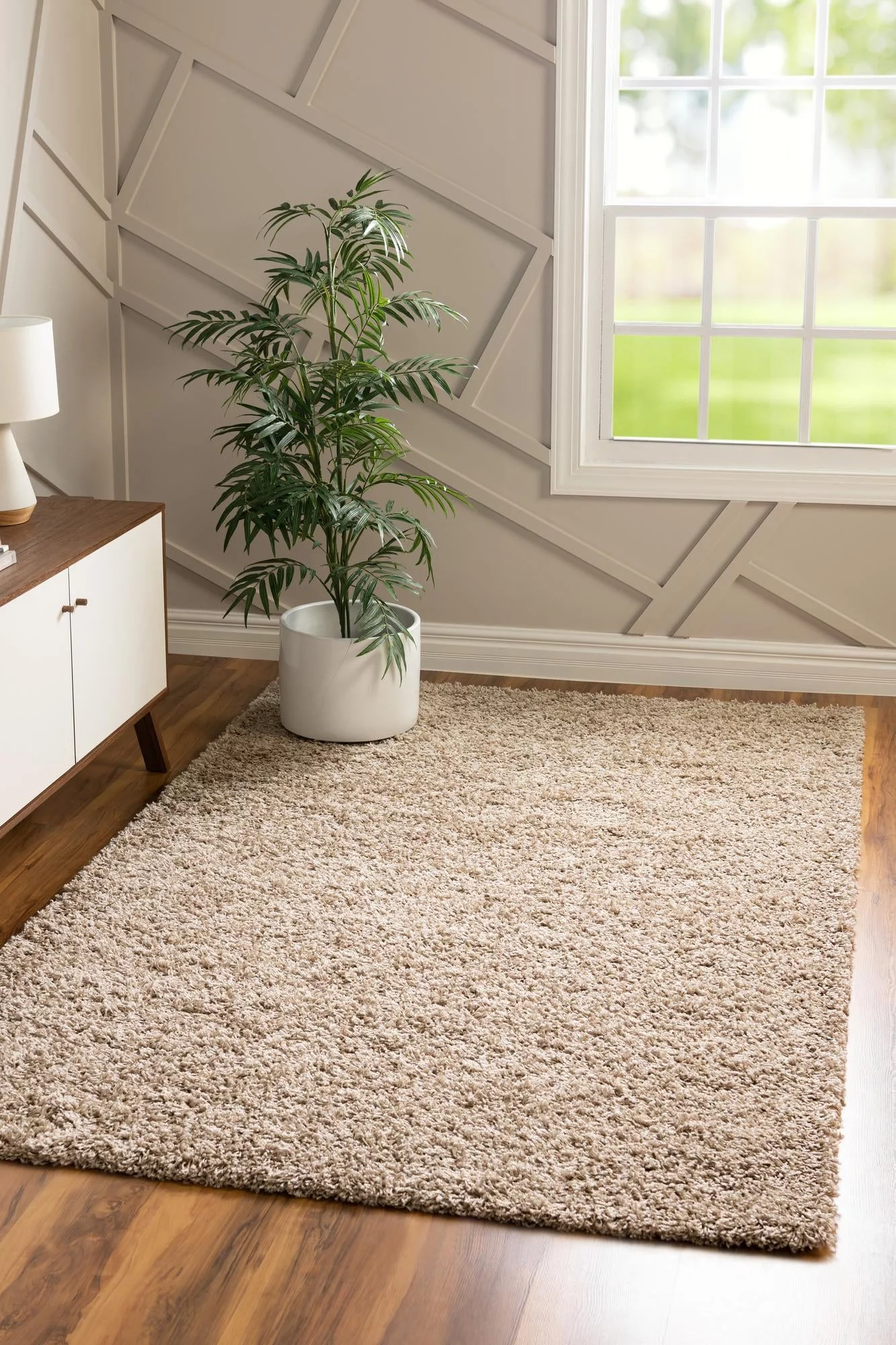 Unique Loom Solid Shag Rug Taupe 5' 3