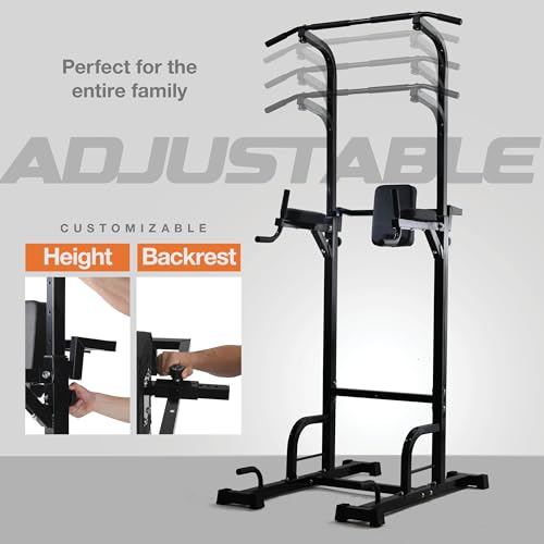 Pull Up Bar Free Standing - Power Tower, Multi-Functional Pullup Dip Station, Calisthenics Equipment Station For Home Gym - 440LBS Capacity, Height Adjustable, Durable, Heavy-Duty Strength Training For Men & Women To Build Muscle.