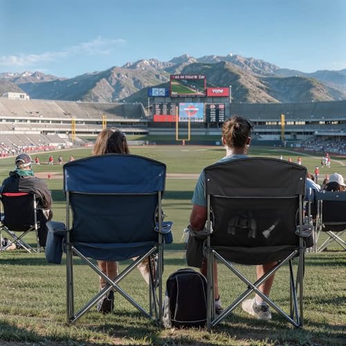Overmont Oversized Folding Camping Chair - 450lbs Support with Padded Cushion Cooler Pockets - Heavy Duty Collapsible Chairs for Sports Garden Beach Fishing