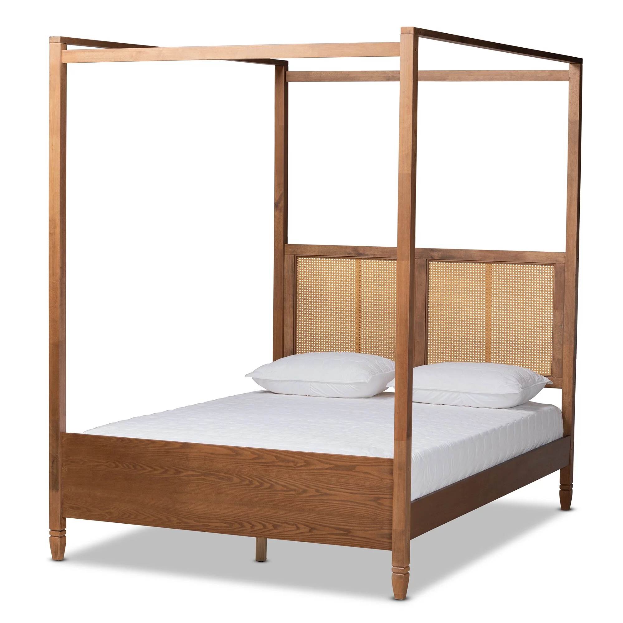 Baxton Studio Malia Modern and Contemporary Synthetic Rattan Canopy Bed King