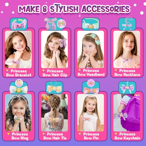Kiditos Sparkling Ribbon Bow Creator Kit for Girls – DIY Headband & Jewelry Making Set, Arts and Crafts Toys for Kids Ages 5+, Make Your Own Hair Bows, Creative Gift for Girls