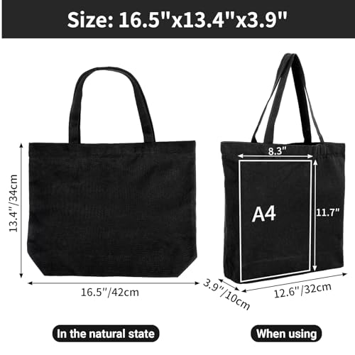 Segarty 6 Packs Canvas Tote Bag with Zipper, 16x15 inch Reusable Washable Grocery Shopping Bags with Handle Plain Canvas Totes for Women Teacher DIY Art Crafts Painting Embroidery Decoration
