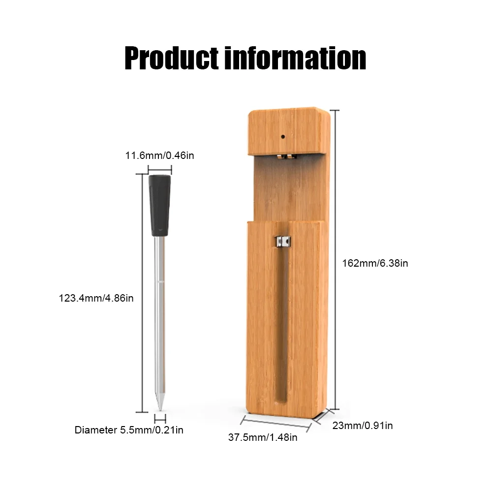 Anself Bluetooth Meat Thermometer, Fast Charging, Smart APP Control, Barbecue Thermometer