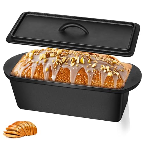 Cast Iron Bread Pan with Lid, Sourdough Sandwich Loaf Pan, For Baking Flat or Domed Top Bread, 3.2 qt,Cast Iron Loaf Pan with Lid and Handle, For Kitchen or Camping