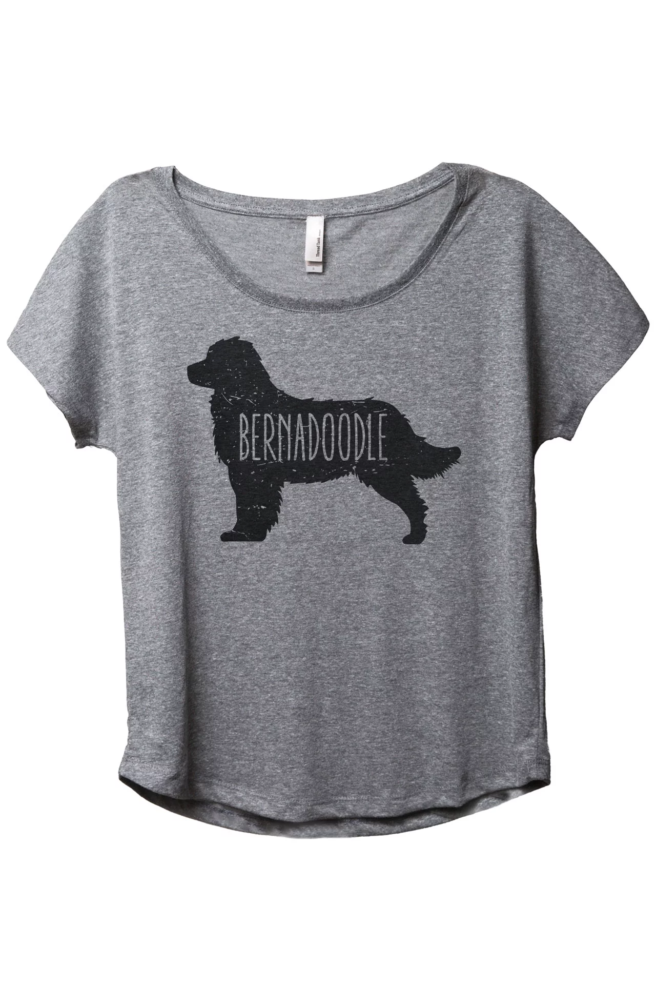Bernedoodle Dog Silhouette Women's Fashion Slouchy Dolman T-Shirt Tee Heather Grey Medium